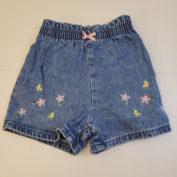 Lot of 3 Toddler Girls 4T Denim Shorts Sonoma Santa Fe Embroidered Vintage Cute! - Picture 8 of 16